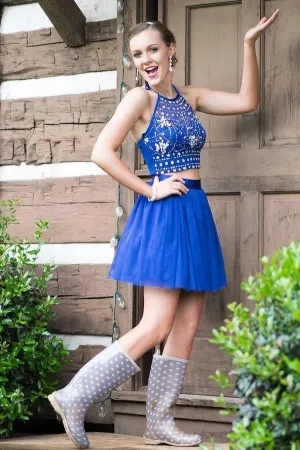 2024 Halter Homecoming Dresses Two-Piece Tulle PQD7NX33