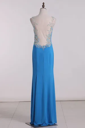 2024 Scoop Mermaid Prom Dresses Spandex With Beading Floor Length
