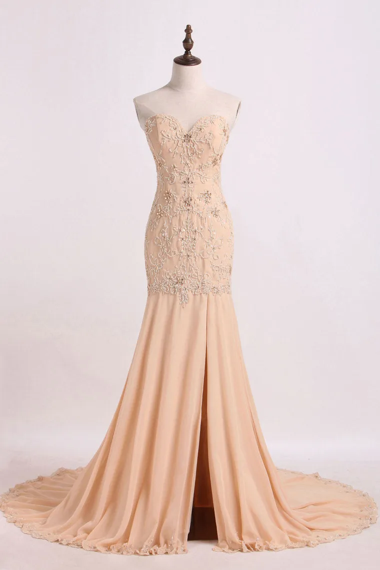 2024 Sweetheart Prom Dresses Mermaid/Trumpet With Beading
