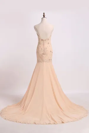 2024 Sweetheart Prom Dresses Mermaid/Trumpet With Beading