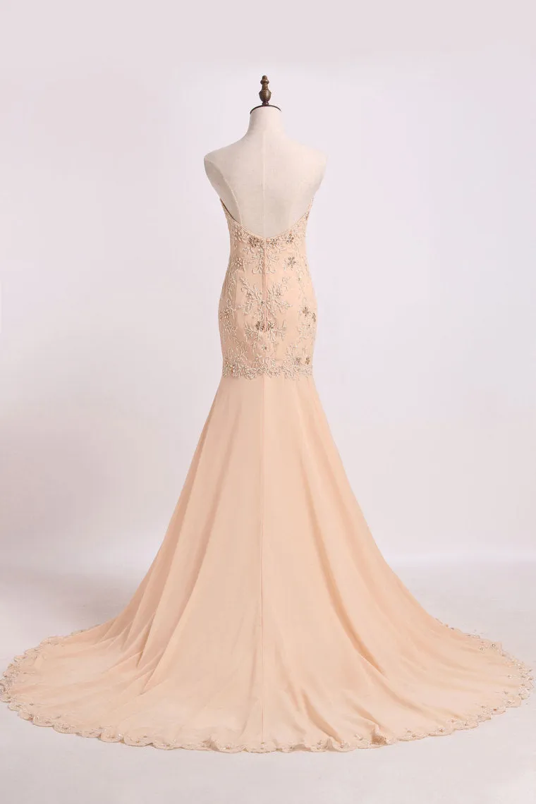 2024 Sweetheart Prom Dresses Mermaid/Trumpet With Beading