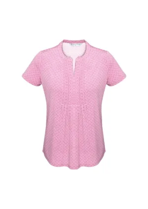 Advatex Ladies Ella Diamond Pleat Knit Top - Melon - 6 - Biz Collection