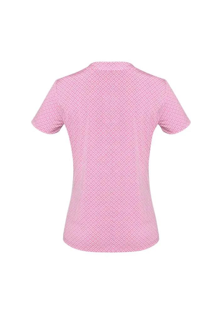 Advatex Ladies Ella Diamond Pleat Knit Top - Melon - 6 - Biz Collection