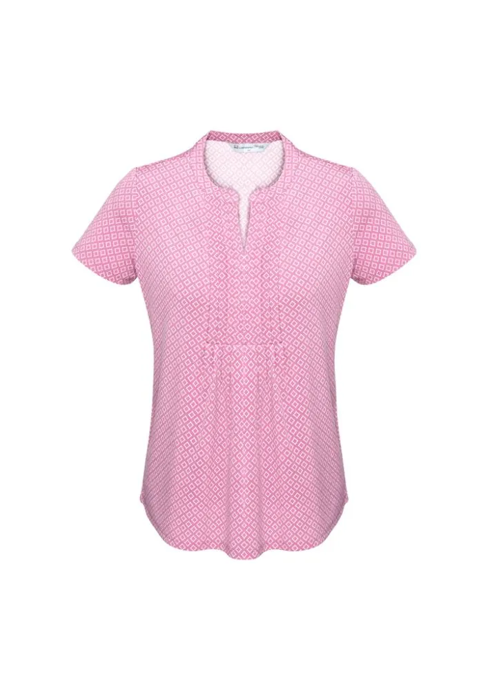 Advatex Ladies Ella Diamond Pleat Knit Top - Melon - 6 - Biz Collection