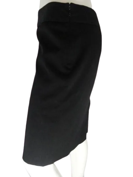 Anne Klein 70's Stretch Knee Length Skirt Black Size 4 SKU 000013