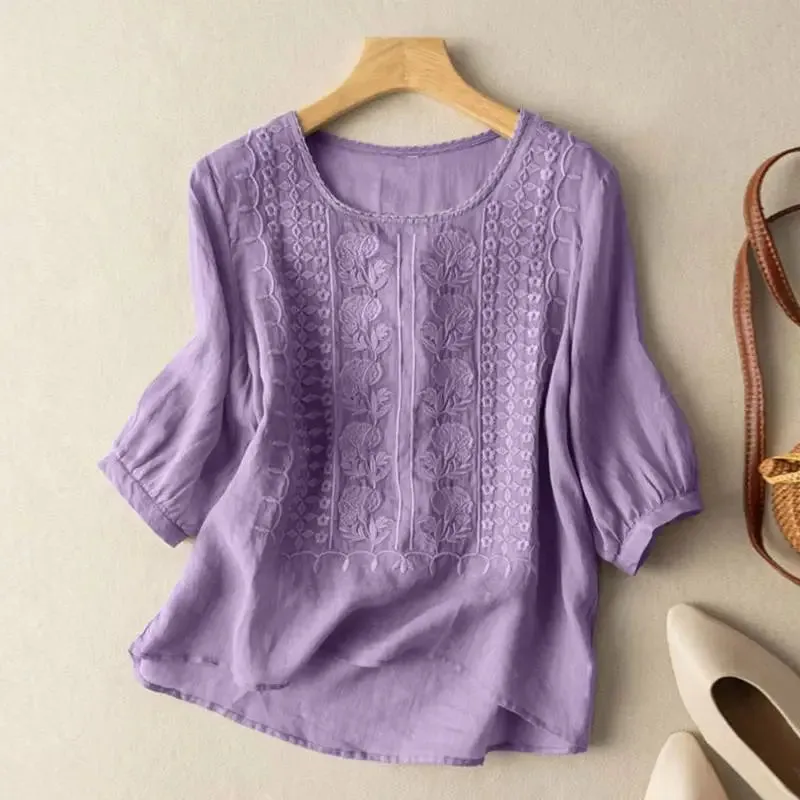 Aura  Embroidered Relaxed Blouse