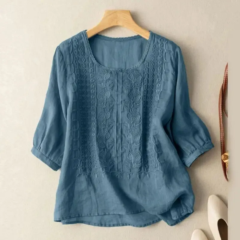 Aura  Embroidered Relaxed Blouse