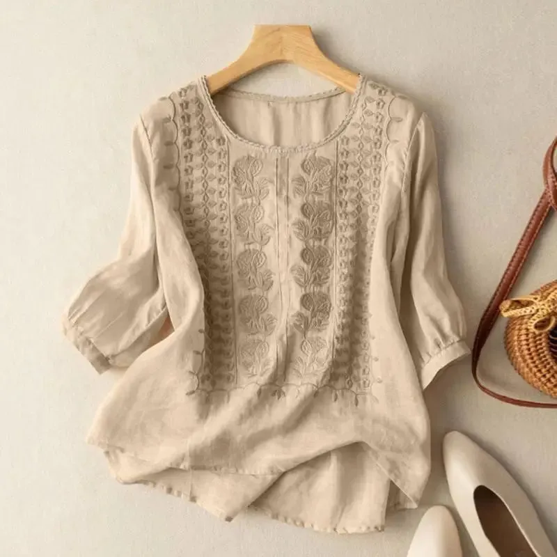 Aura  Embroidered Relaxed Blouse