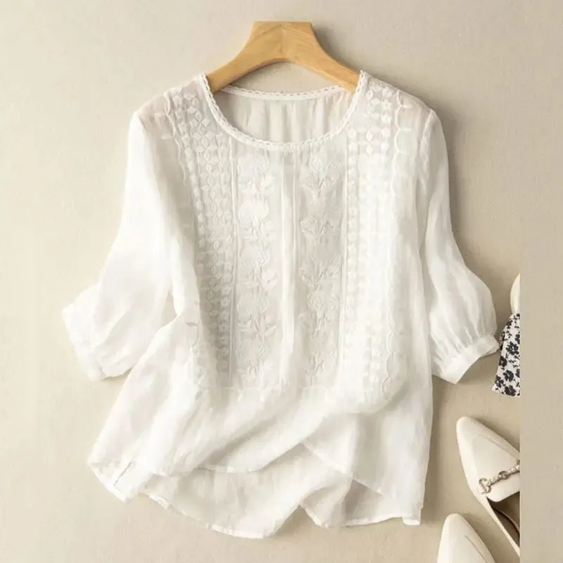 Aura  Embroidered Relaxed Blouse
