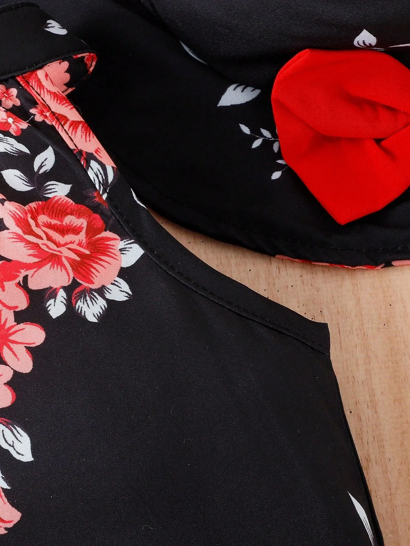 Baby Girl Floral Print Halter Top & Layer Hem Skirt & Hat FD