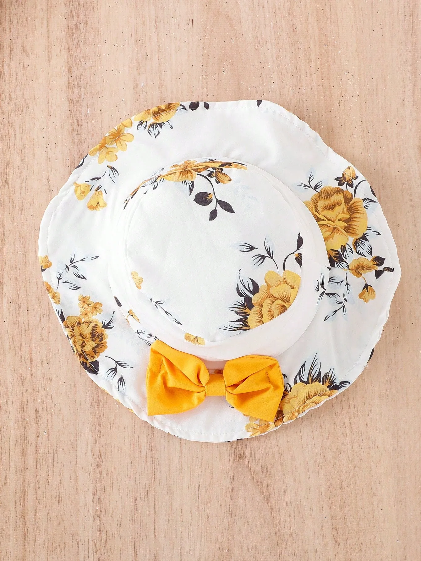 Baby Girl Floral Print Halter Top & Layer Hem Skirt & Hat FD