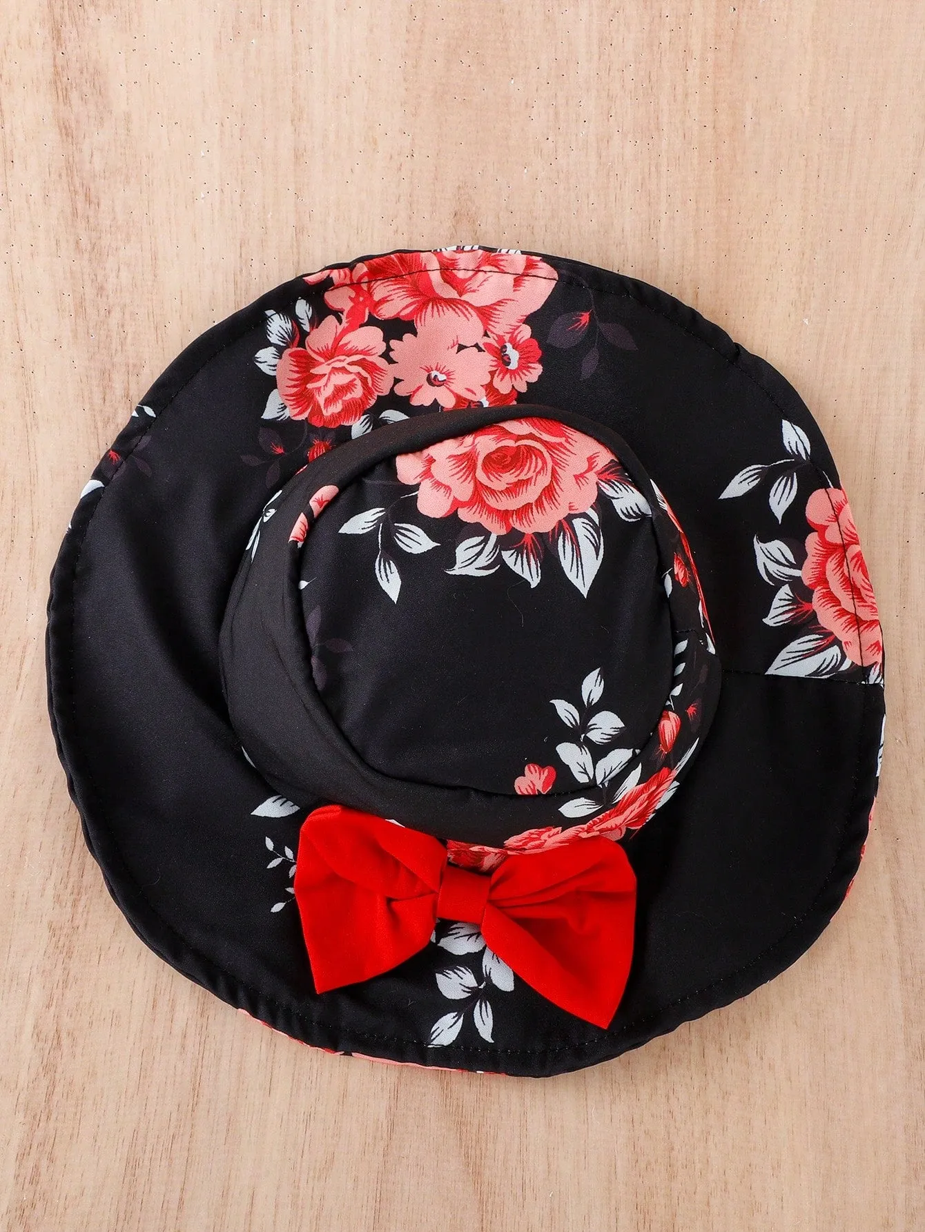 Baby Girl Floral Print Halter Top & Layer Hem Skirt & Hat FD