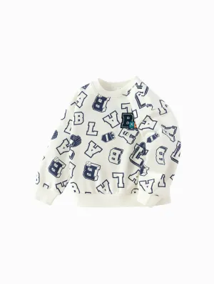 Balabala children's clothing boys' sweatshirt trendy full-print 2025 spring new academy style top