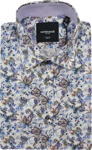 Barbican Long Sleeve Shirt - Blue Floral & Lilac