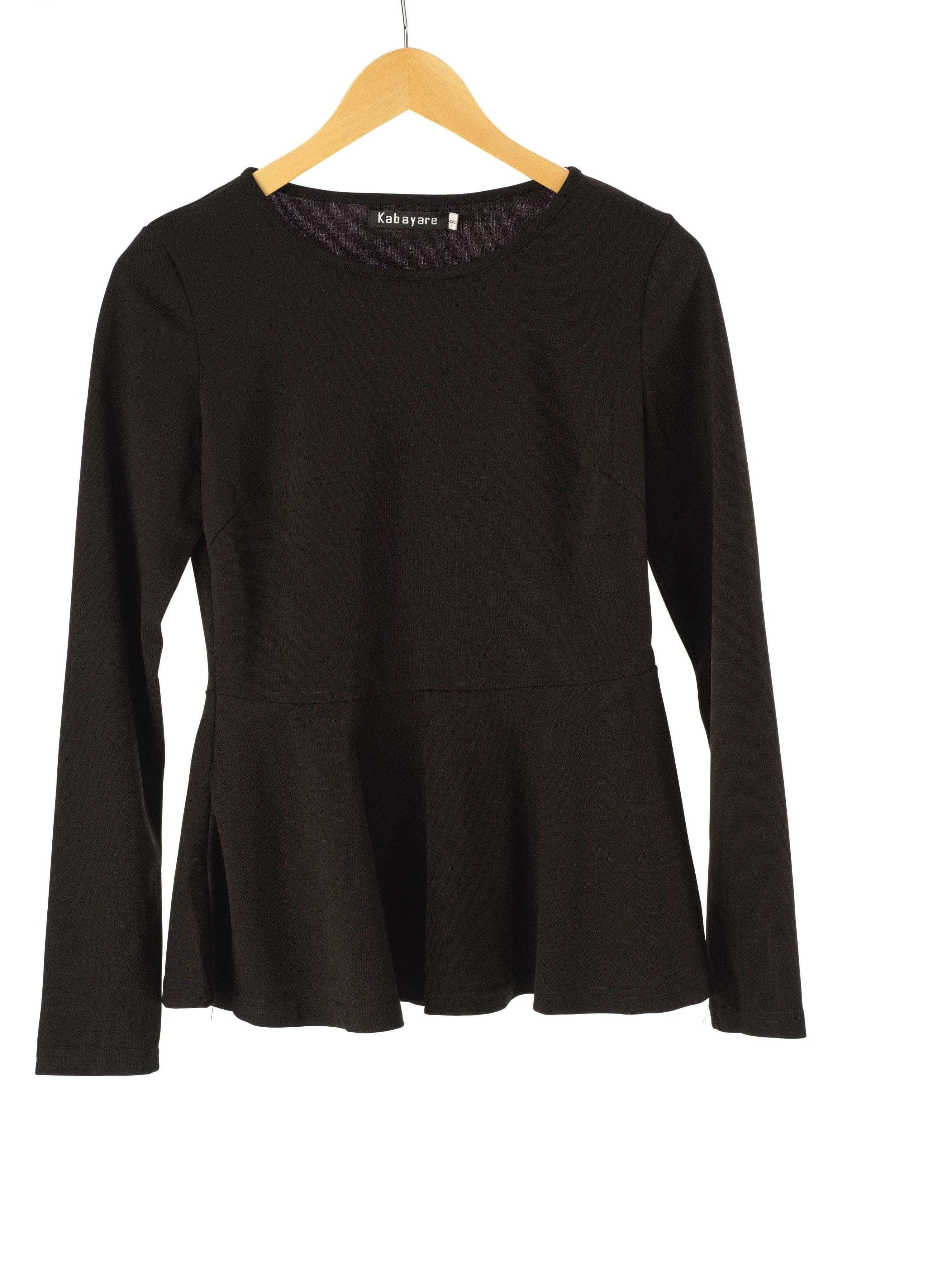 Black Long Sleeve Peplum Top
