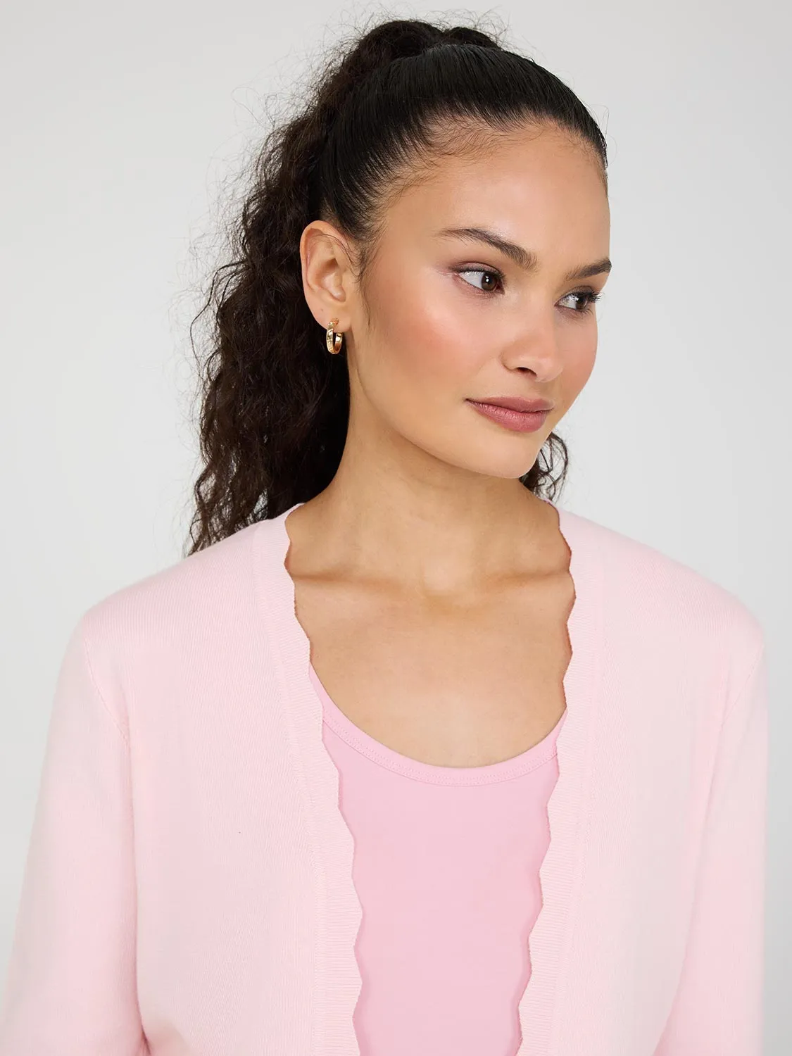 Bolero Cardigan With Scallop Details