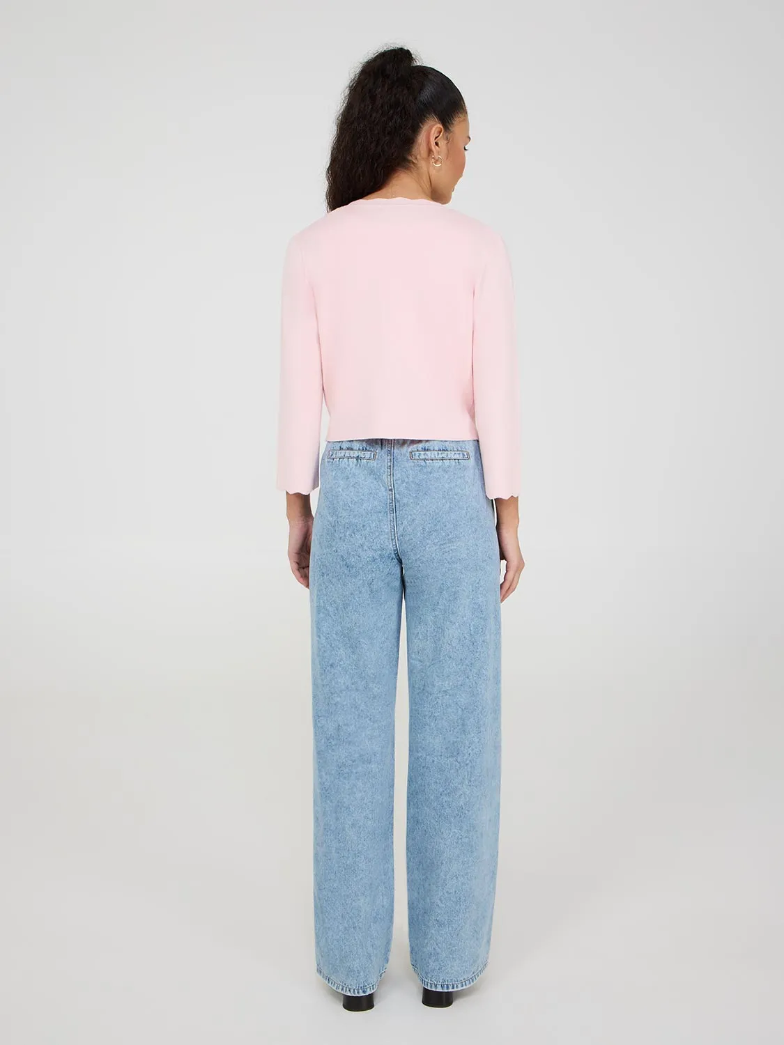 Bolero Cardigan With Scallop Details