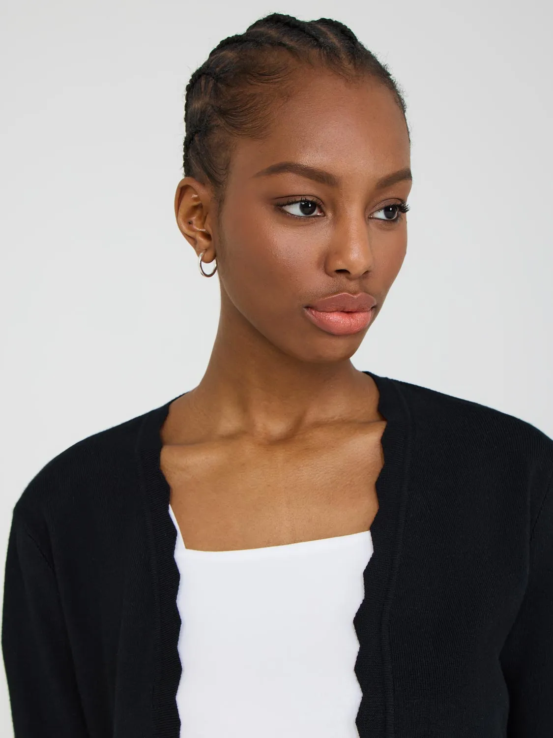 Bolero Cardigan With Scallop Details