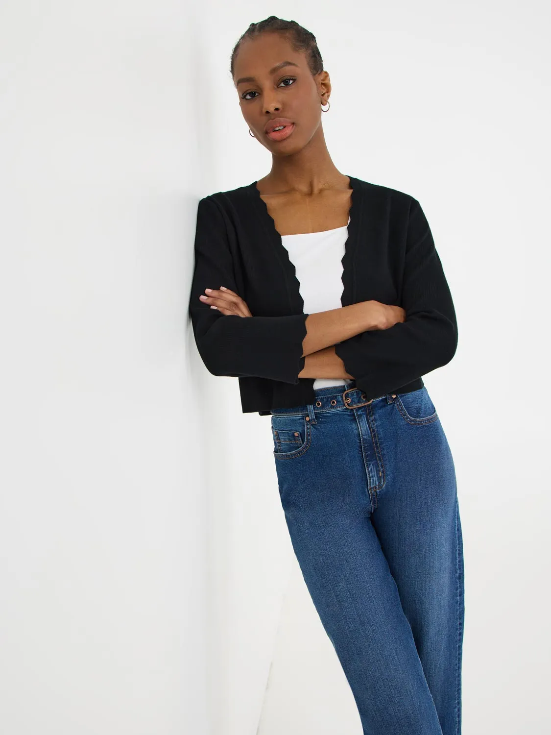 Bolero Cardigan With Scallop Details