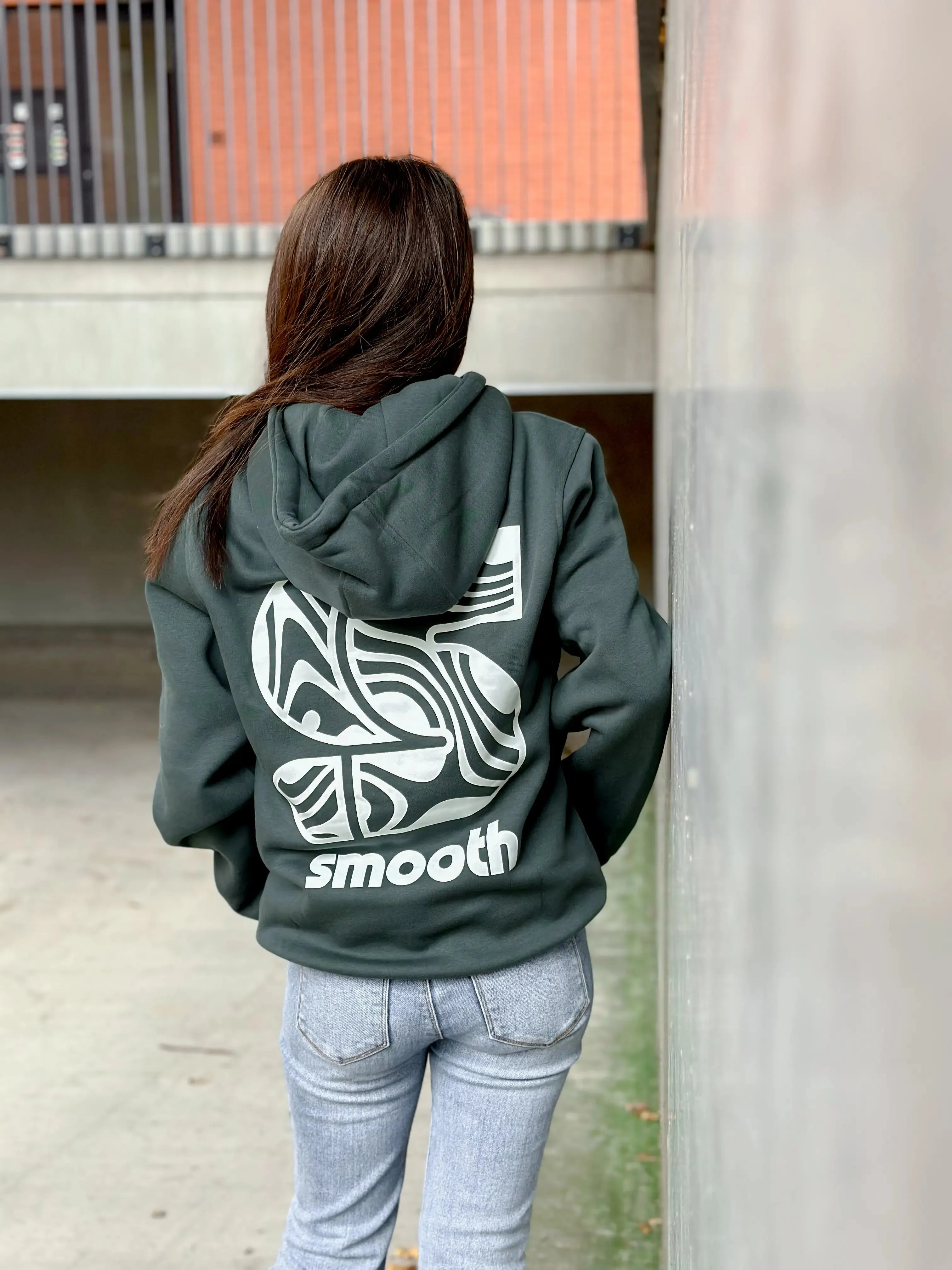 Bottle Green Hoodie / S Pattern White Front Back Women