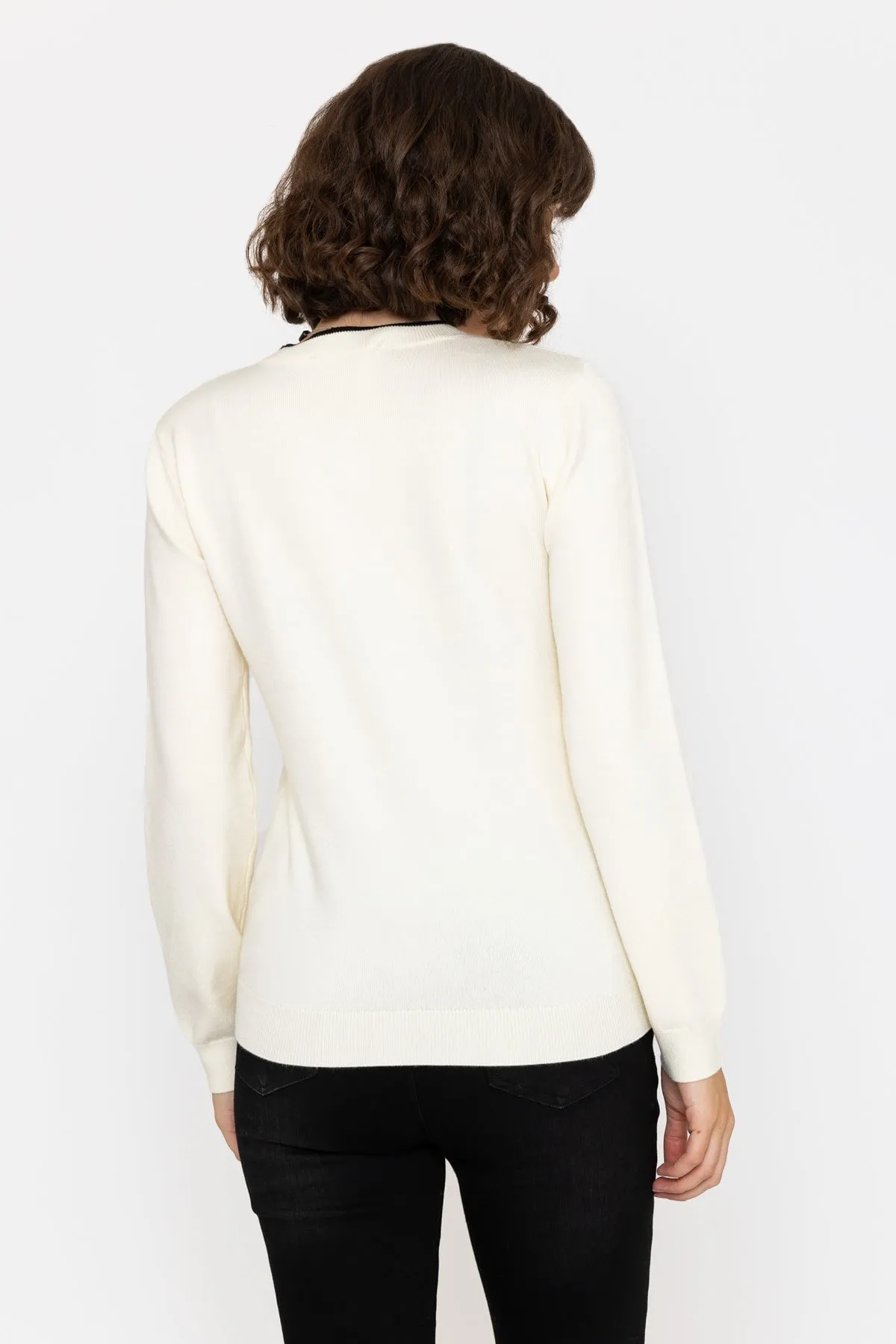 Bow Detail Knit Cardigan in Black & White