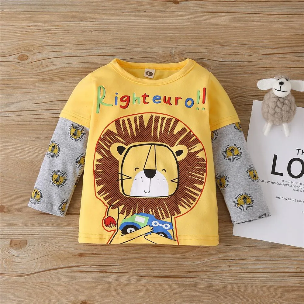 Boys Lion Cartoon Printed Top & Pants Baby Boy Boutique Wholesale