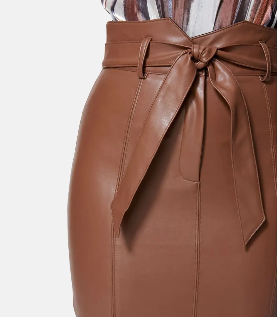 Brown Leather Skirt With Belt