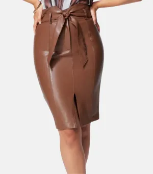 Brown Leather Skirt With Belt