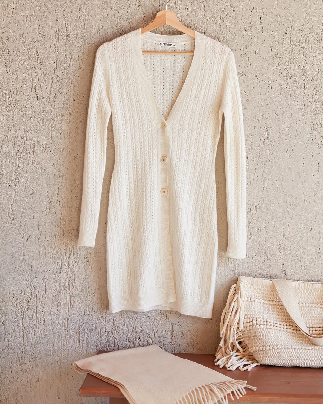 Cable Pointelle-knit cardigan