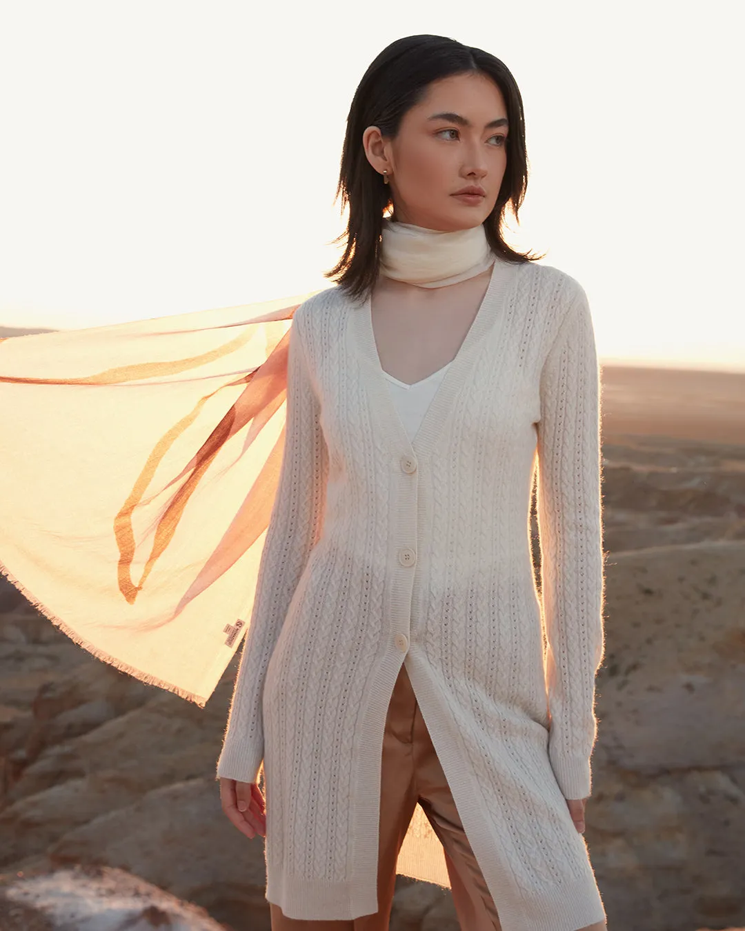Cable Pointelle-knit cardigan