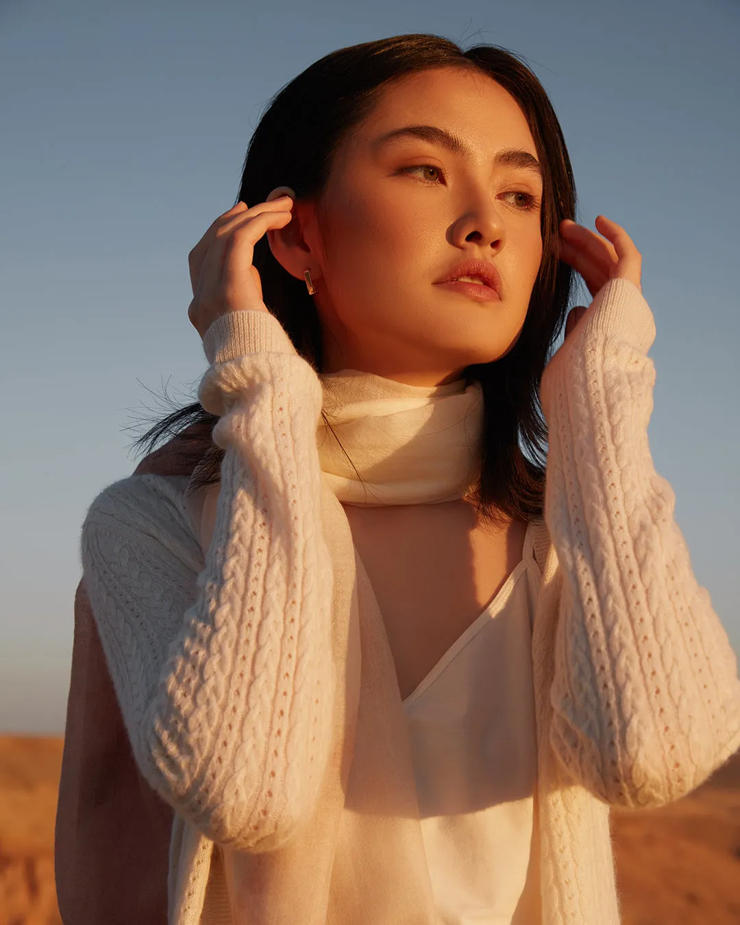 Cable Pointelle-knit cardigan