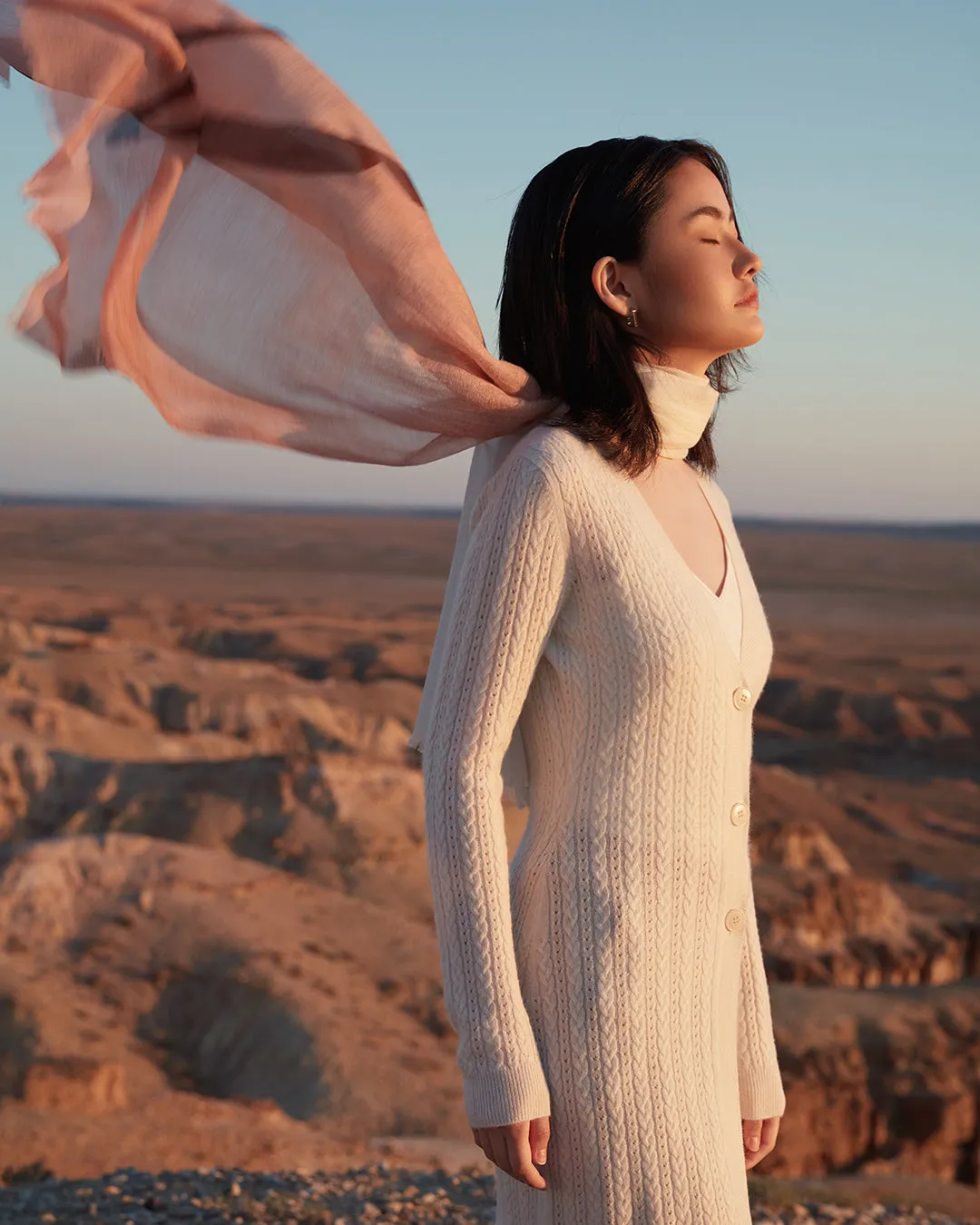 Cable Pointelle-knit cardigan