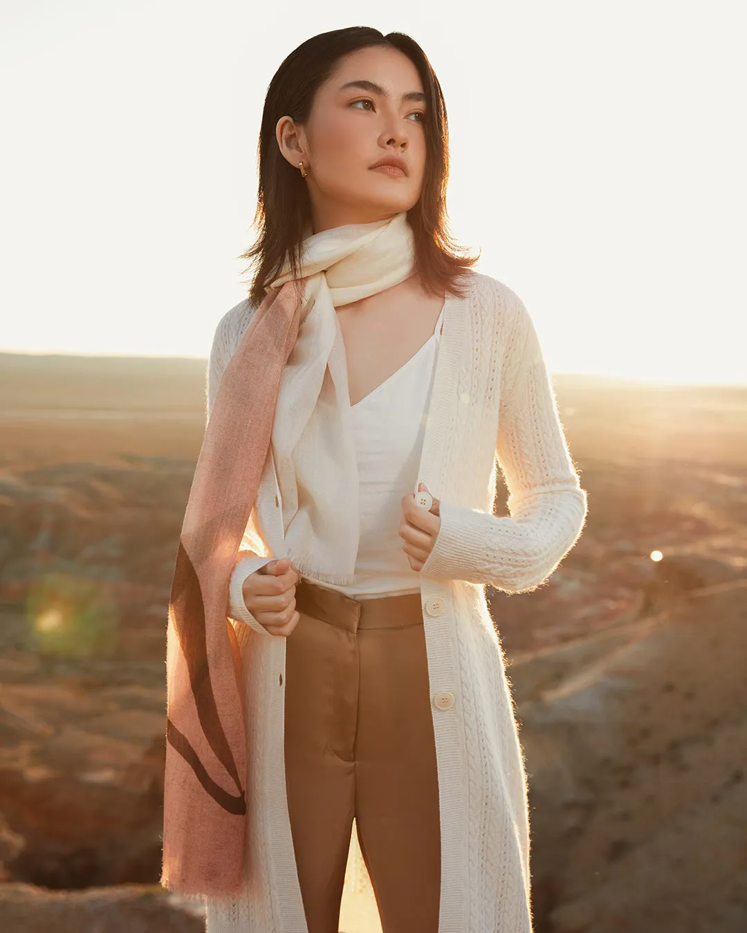 Cable Pointelle-knit cardigan