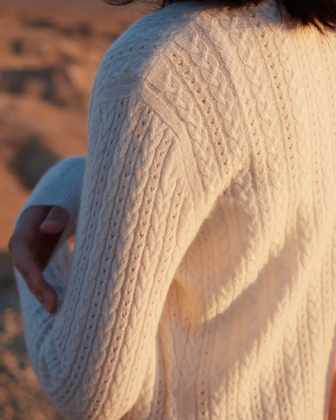 Cable Pointelle-knit cardigan