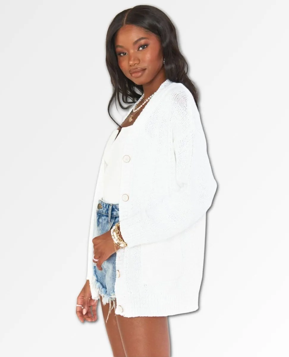 Callie Cardigan Bright White Knit