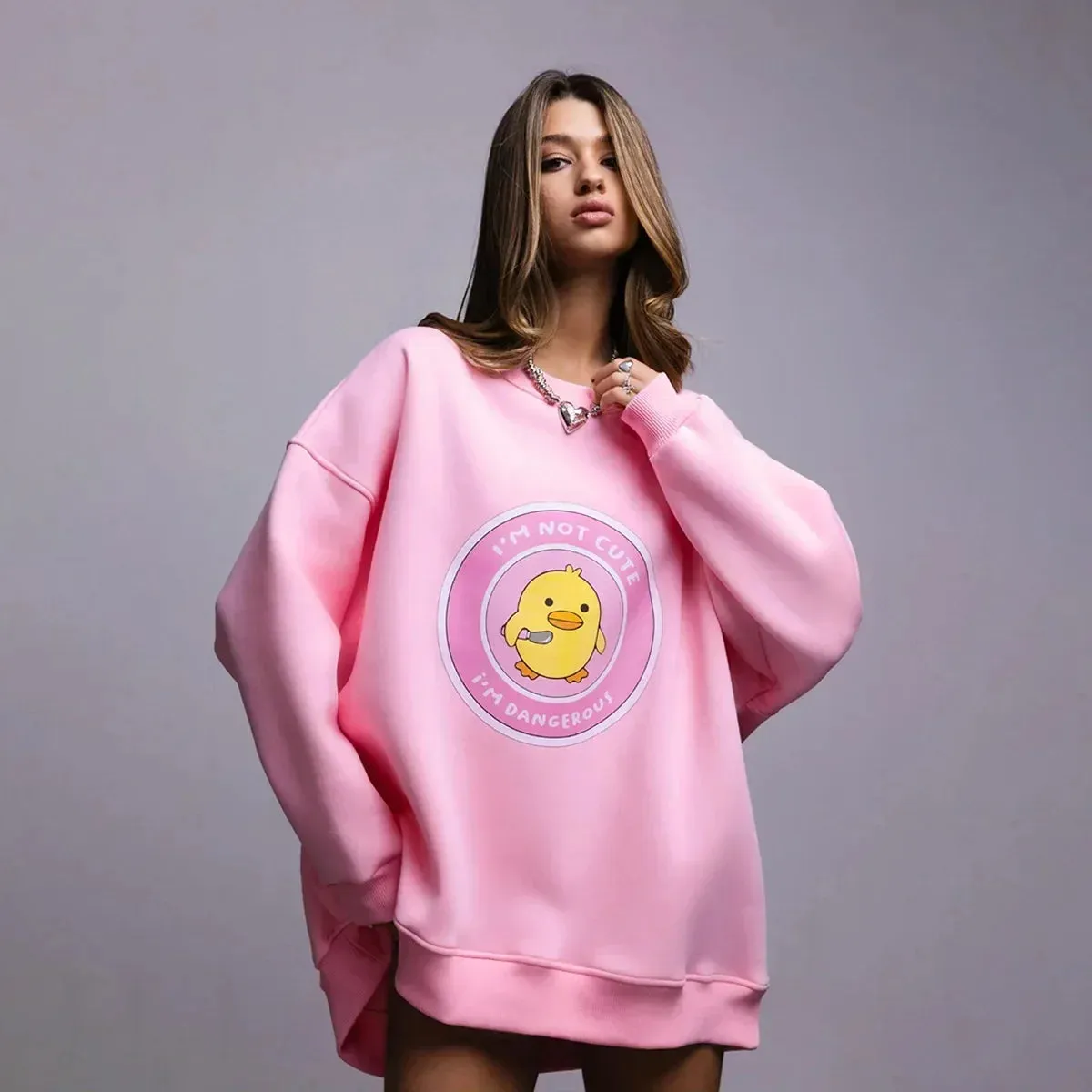 Chic Casual Trendy Warm Round Neck Oversized Sweatshirt