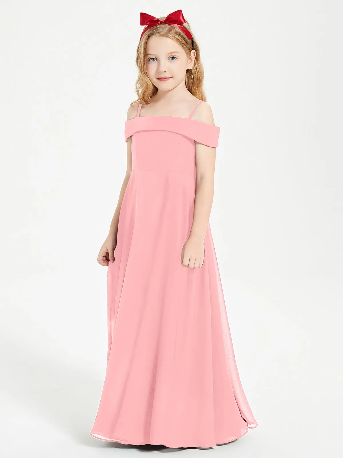 Chic Junior Bridesmaid Dresses Off the Shoulder Flamingo
