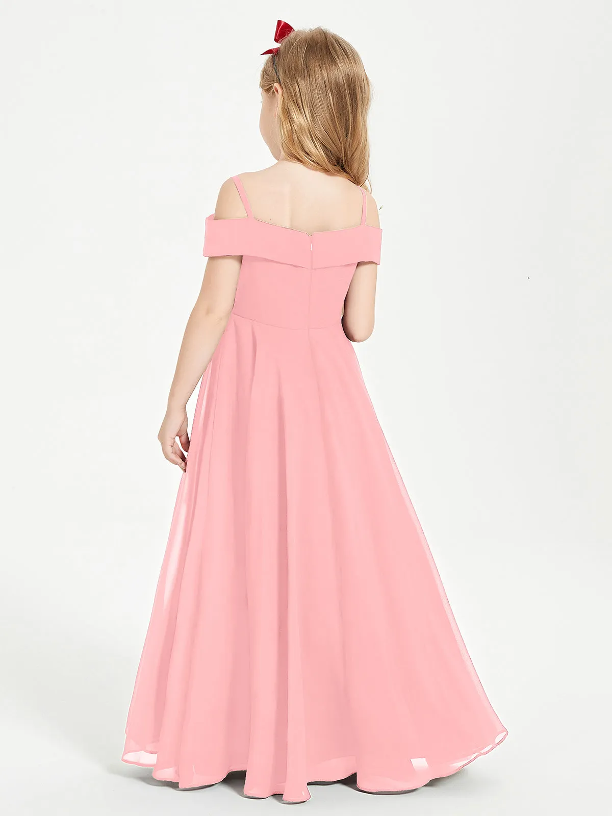 Chic Junior Bridesmaid Dresses Off the Shoulder Flamingo