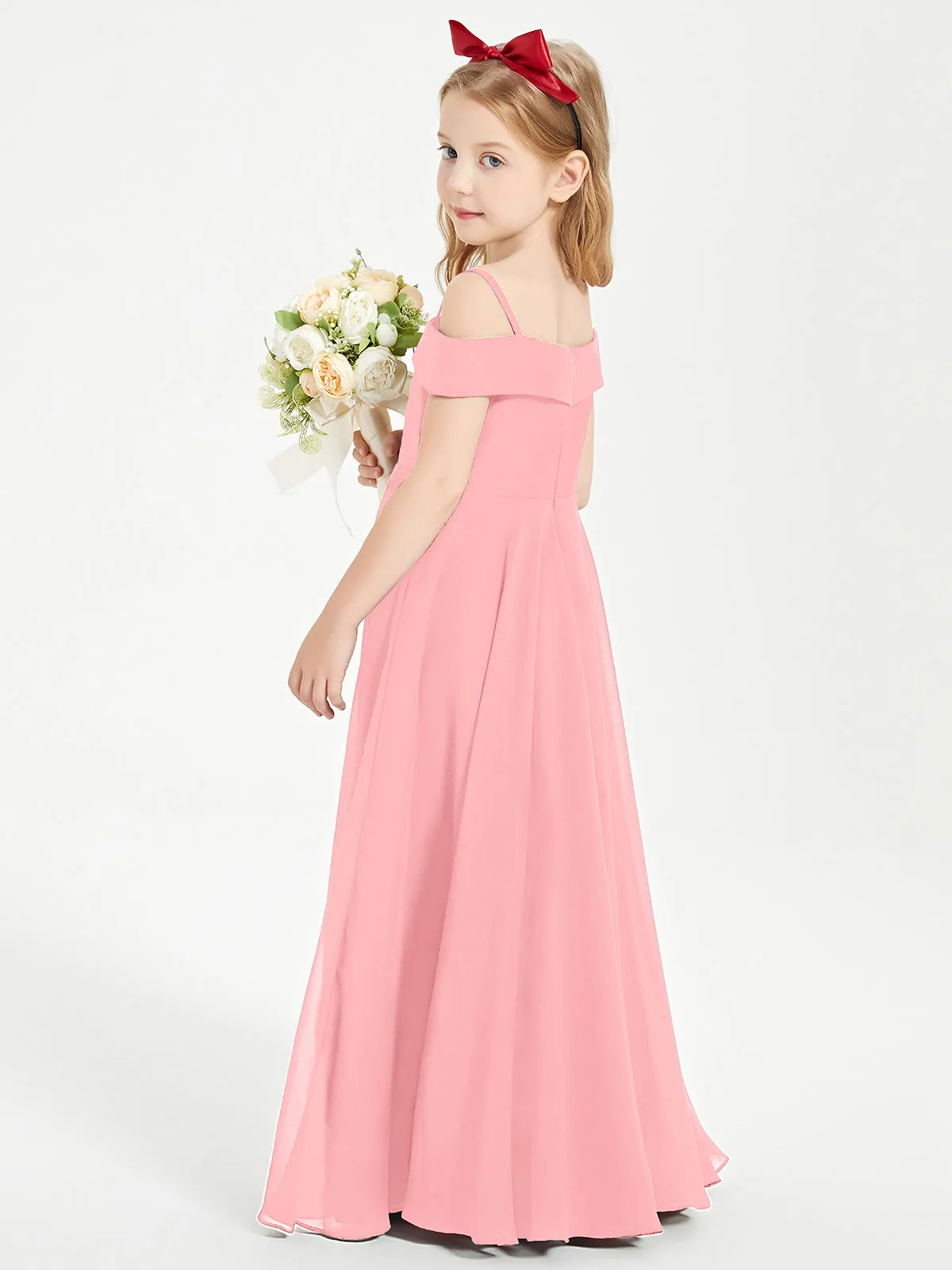 Chic Junior Bridesmaid Dresses Off the Shoulder Flamingo