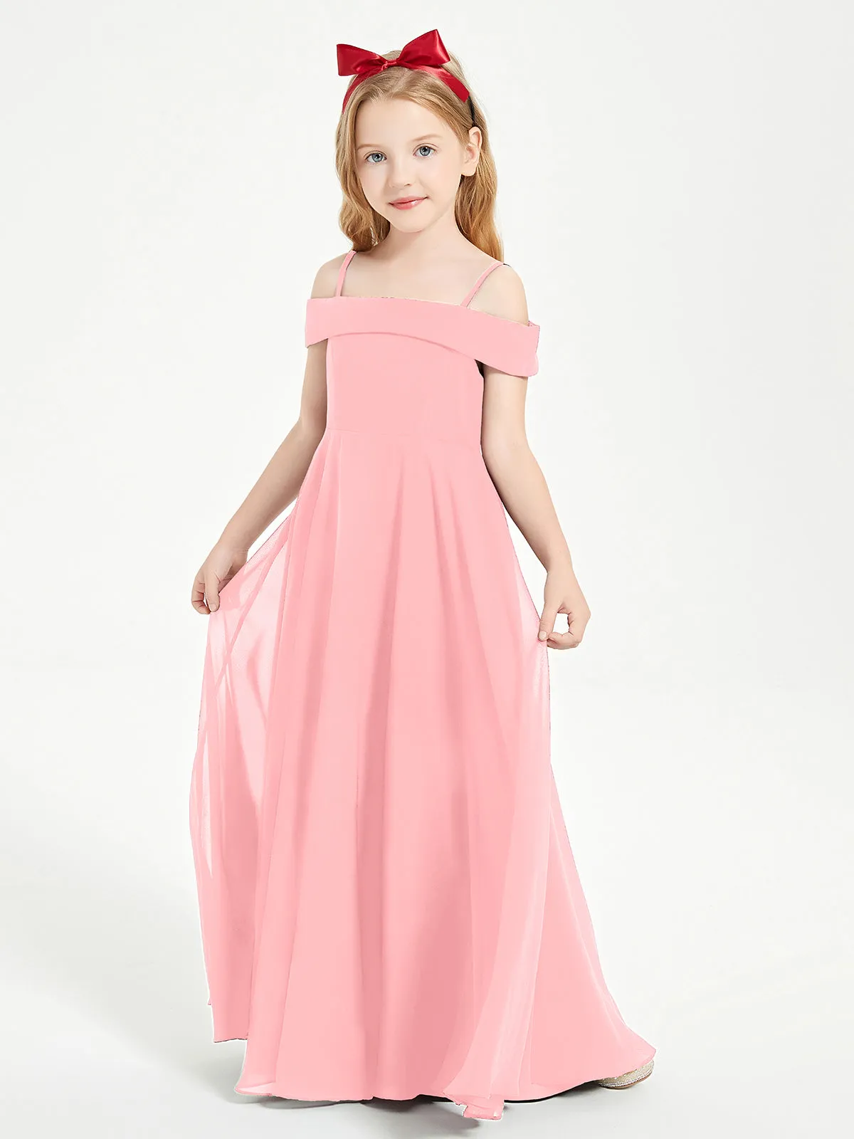 Chic Junior Bridesmaid Dresses Off the Shoulder Flamingo