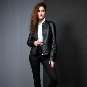 Classic Black Leather Jacket for Women