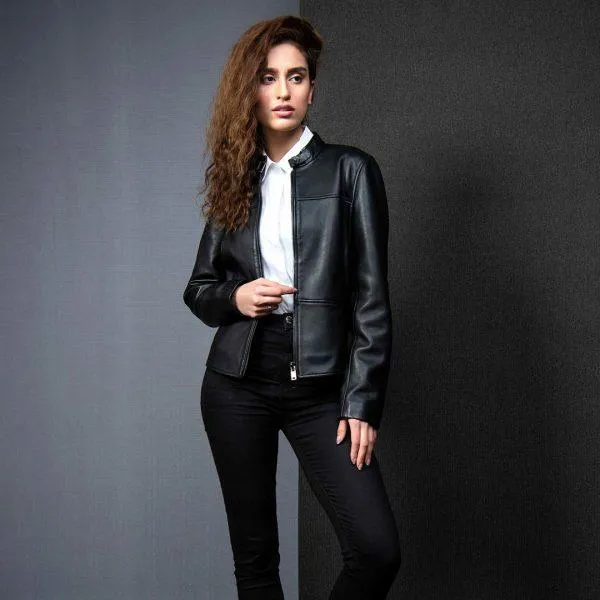 Classic Black Leather Jacket for Women
