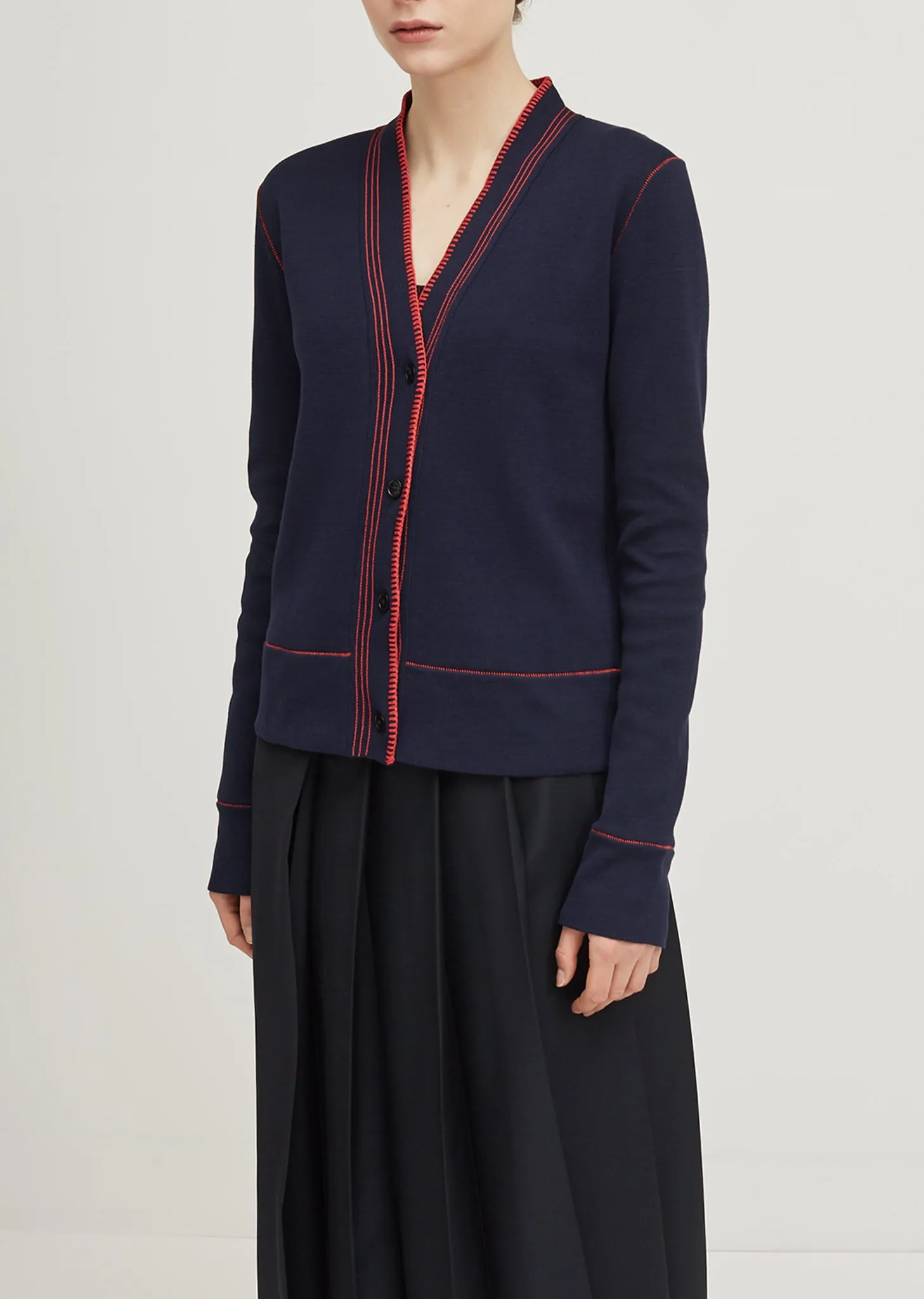 Contrast Stitching Cardigan
