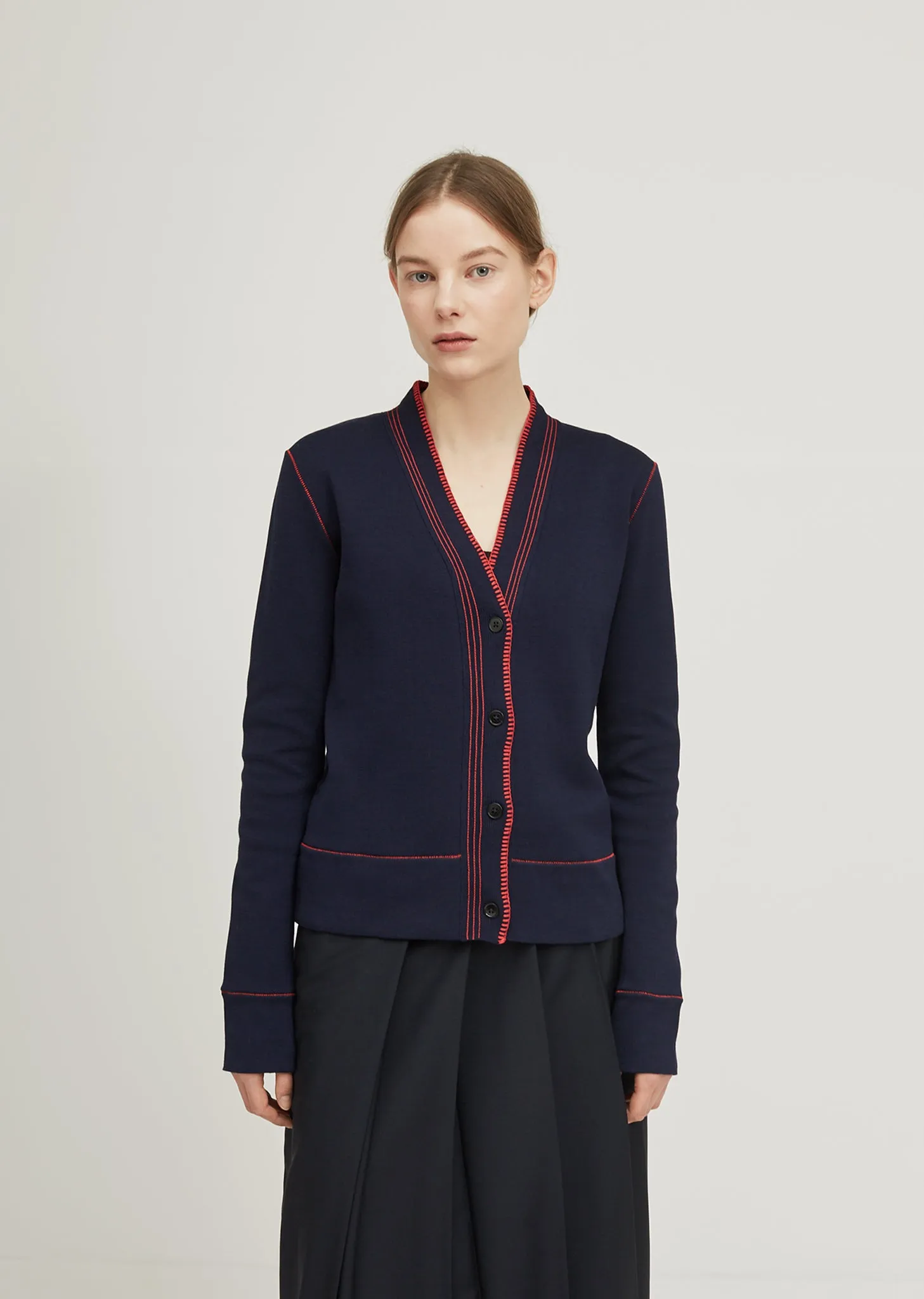 Contrast Stitching Cardigan