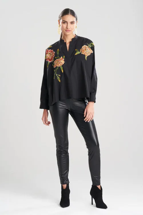 Cotton Poplin Embroidered Caftan Shirt