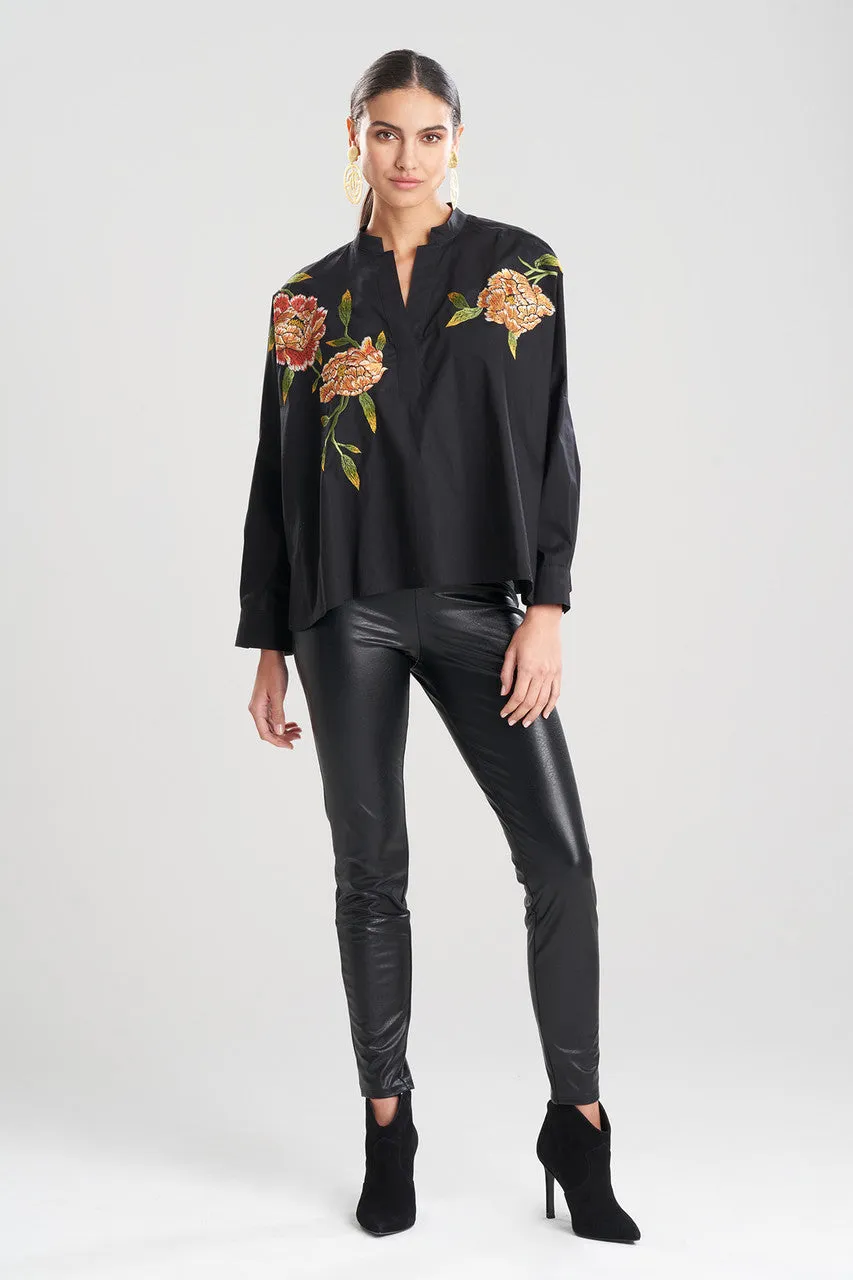 Cotton Poplin Embroidered Caftan Shirt
