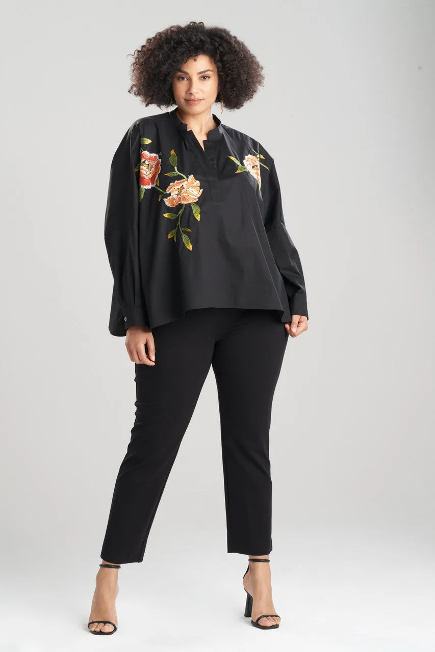 Cotton Poplin Embroidered Caftan Shirt