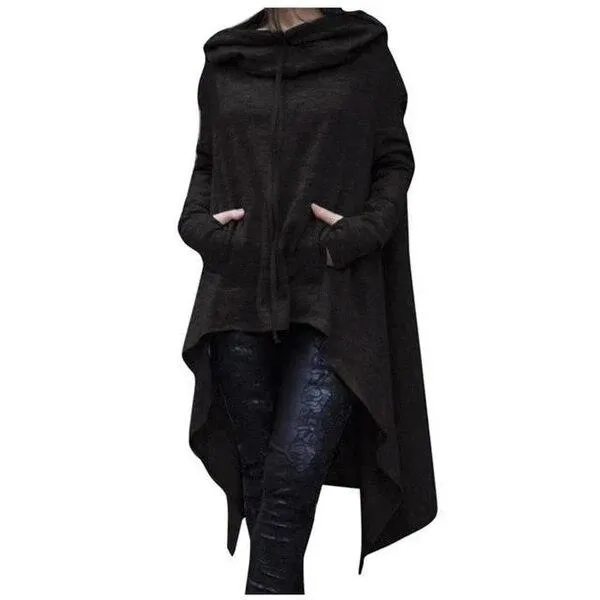 Cozy Autumn Poncho - Dark Gray