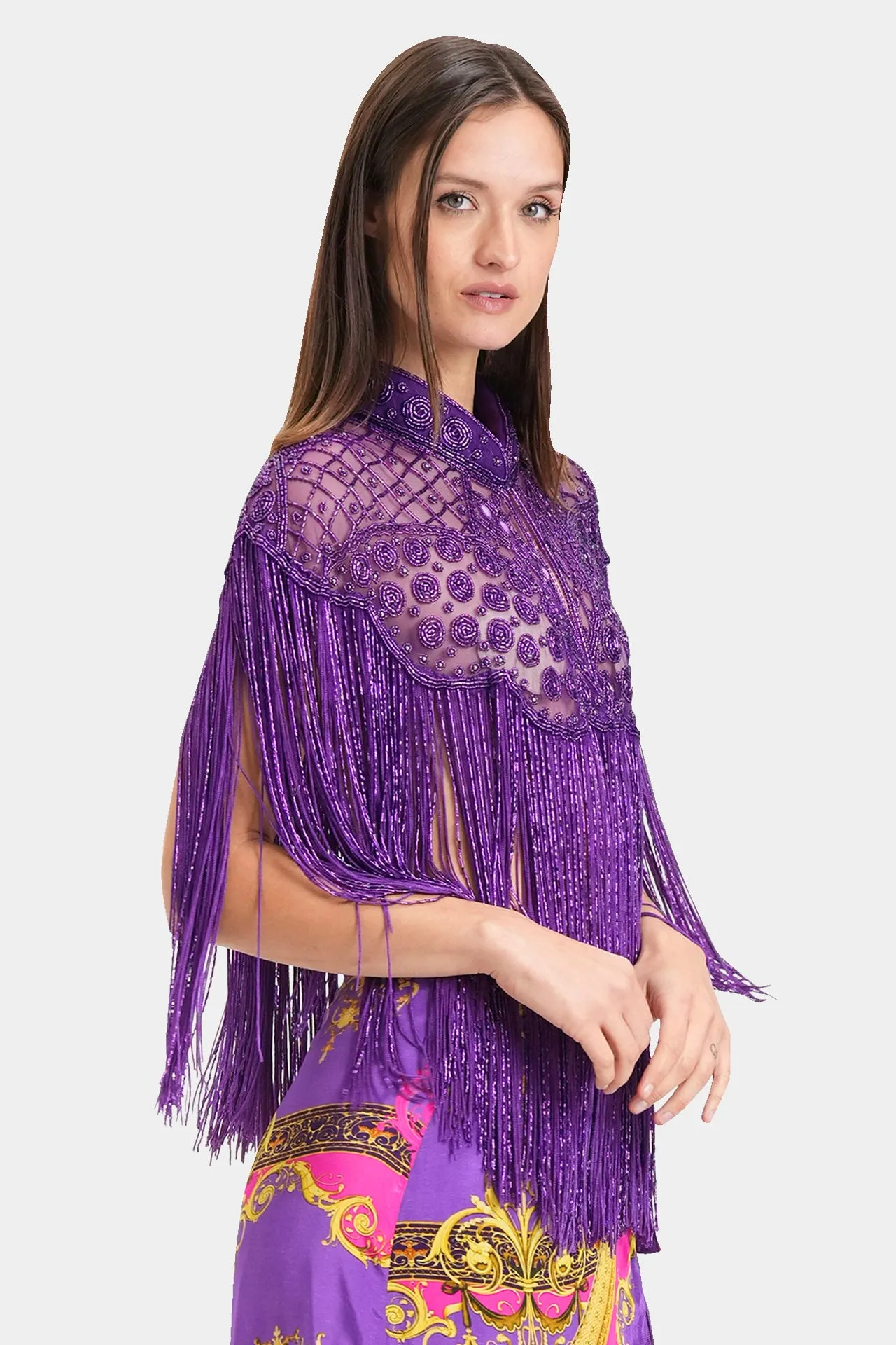 Crochet Short Jacket in Purple