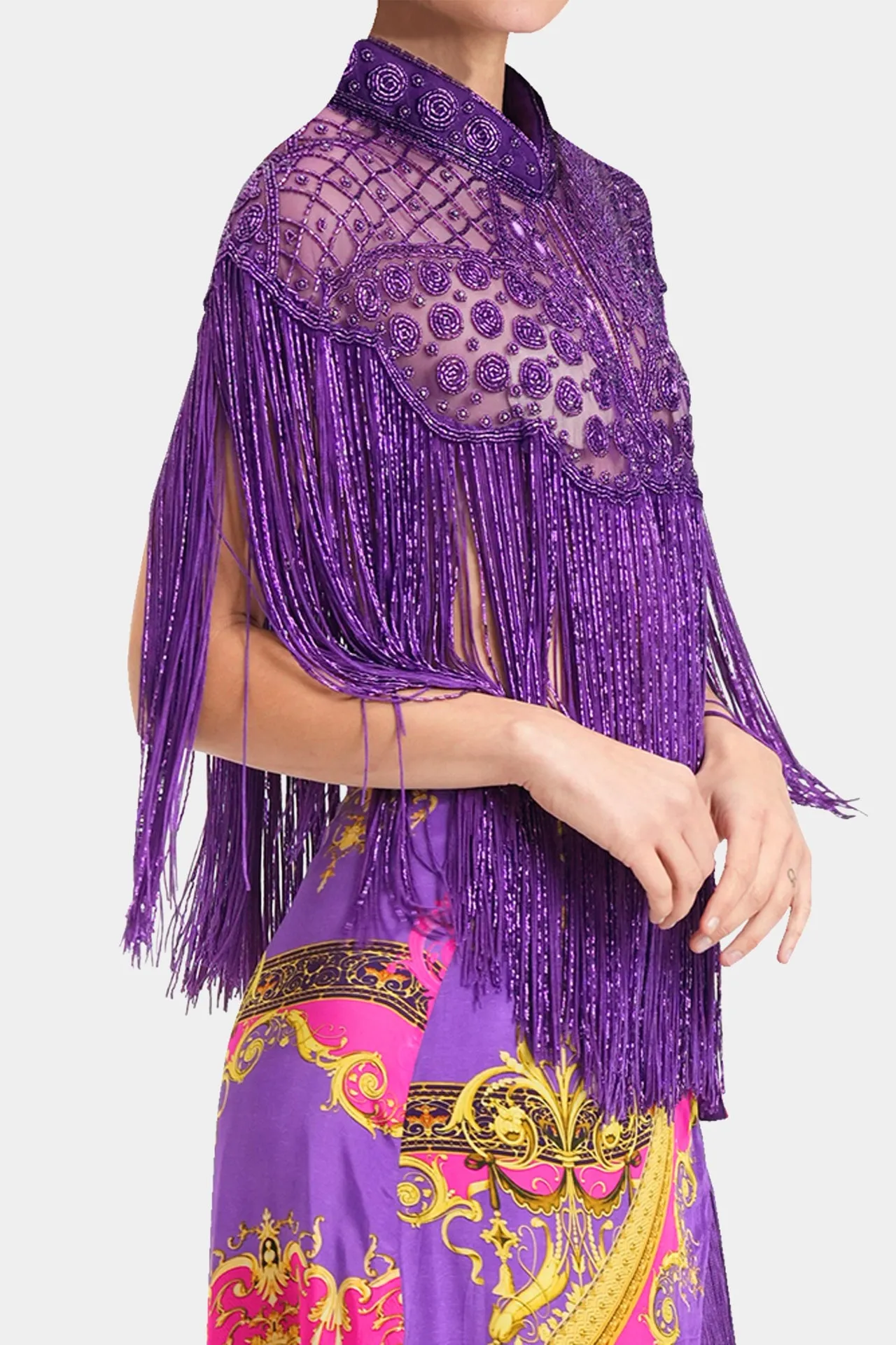 Crochet Short Jacket in Purple